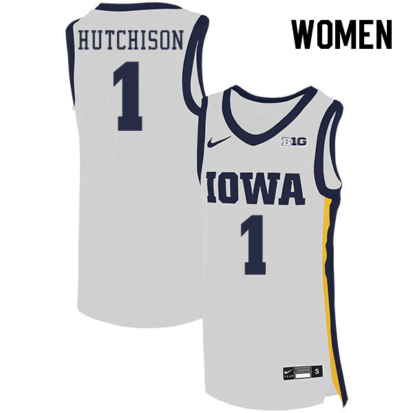 Women #1 Spencer Hutchison Iowa Hawkeyes College Basketball Jerseys Stitched Sale-White